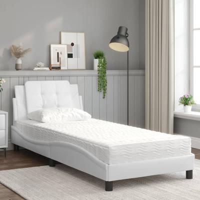 Bed met matras kunstleer wit 100x200 cm - thumbnail