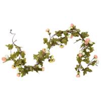 VidaXL Kerstslingers met bloemen 6 st 215 cm champagnekleurig - thumbnail