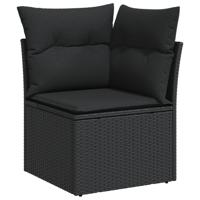 6-delige Loungeset met kussens poly rattan zwart - thumbnail