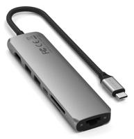 SATECHI Hub USB C 7-in-1 Slim Plus, Adapter Met HDMI 4K, PD-Lading 100W, 2x USB-A, Ethernet, Micro/SD Kaartlezer Voor MacBook En Apparaten Met Type-C Technologie, Ruimtegrijs - thumbnail