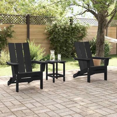 Tuinstoel 3 pcs Zwart 80.5 x 74.5 x 92 cm Polyetheen