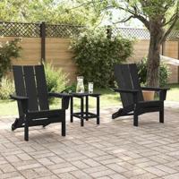 Tuinstoel 3 pcs Zwart 80.5 x 74.5 x 92 cm Polyetheen - thumbnail