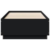Bedframe met LED-verlichting bewerkt hout zwart 90x190 cm - thumbnail