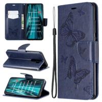 Voor Xiaomi Redmi Note 8 Pro twee vlinders reliëf patroon horizontale Flip lederen draagtas met houder & Card slot & portemonnee & Lanyard (donkerbla - thumbnail