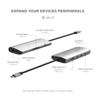 Satechi USB-C Multiport adapter 8K (ethernet) - Space Grey - thumbnail