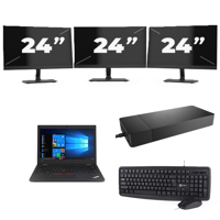 Lenovo ThinkPad L390 - Intel Core i3-8e Generatie - 13 inch - 8GB RAM - 256GB SSD - Windows 11 + 3x 24 inch Monitor - thumbnail