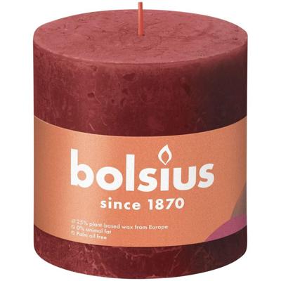 Bolsius stompkaars rustiek shine 10x10cm delicate red