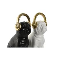Decoratieve figuren Home ESPRIT Wit Zwart Gouden Hond 12 x 18 x 30 cm (2 Stuks) - thumbnail