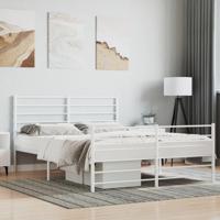 Bedframe met hoofd- en voeteneinde metaal wit 160x200 cm - thumbnail