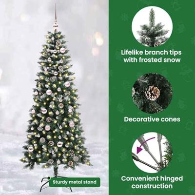 Kunstkerstboom met 150 LED Groen 150 cm PVC en Plastic en Staal Kunstkerstboom met 150 LED Groen 150 cm PVC en Plastic en Staal