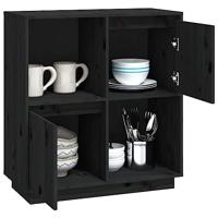 Dressoir 74x35x80 cm massief grenenhout zwart - thumbnail