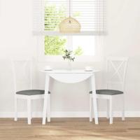 Eetkamerstoelen met kussens 2 st massief hout rubber wit - thumbnail