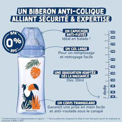 Set van 3 anti-koliek babyflessen - DODIE - Anti-koliek - Ronde spenen - 330 ml - +6 maanden - 3 snelheden - Debiet 3 - Roze en groen Set van 3 anti-koliek babyflessen - DODIE - Anti-koliek - Ronde spenen - 330 ml - +6 maanden - 3 snelheden - Debiet 3 - Roze en groen