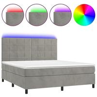 Boxspring met matras en LED fluweel lichtgrijs 160x200 cm - thumbnail
