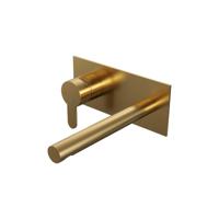 Brauer Gold Edition Inbouw Wastafelmengkraan met Rechte Uitloop en Afdekplaat Model D2 Goud Geborsteld PVD - thumbnail