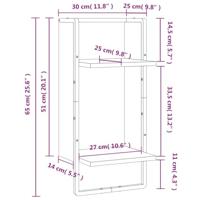 Wandschap met stang 30x25x65 cm zwart - thumbnail