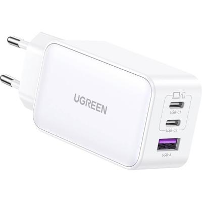 UGREEN Nexode Laadadapter 65 W USB-C bus, USB-C bus, USB-A-bus Wit Binnen