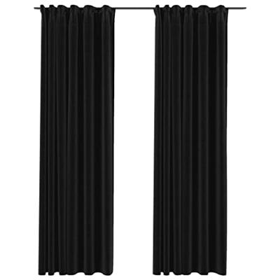 VidaXL Gordijnen linnen verduisterend haken 2 st 140x225 cm antraciet VidaXL Gordijnen linnen verduisterend haken 2 st 140x225 cm antraciet