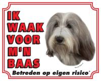Bearded Collie Waakbord - Ik waak voor mijn baas - thumbnail