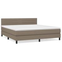 Boxspring met matras stof taupe 180x200 cm - thumbnail