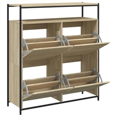 Schoenenkast met 4 klaplades 100x34x112 cm sonoma eikenkleurig