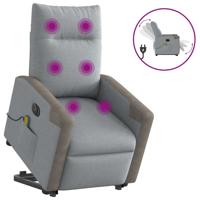 Sta-op-massagestoel elektrisch verstelbaar stof lichtgrijs - thumbnail