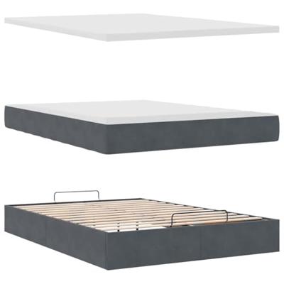 Ottoman bed met matras 140x190cm fluweel donkergrijs