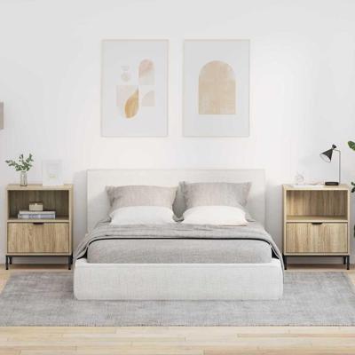 Nachtkastjes 2 pcs Sonoma eiken 49 x 36 x 61 cm Bewerkt hout