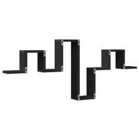 Wandschap 104,5x10x43 cm bewerkt hout zwart - thumbnail