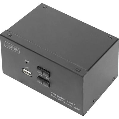 Digitus DS-12860 KVM-switch 2 + 1 poorten HDMI Afstandsbediening, Toetsenbord 3840 x 2160 Pixel