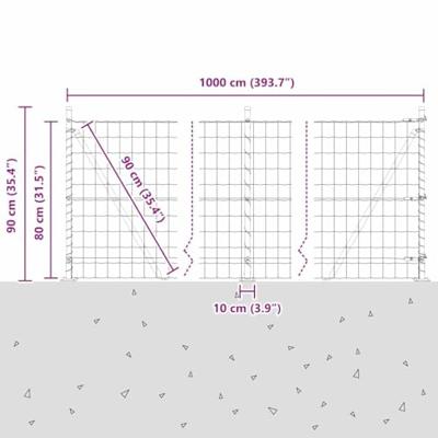VidaXL Hek met paal grijs 0,8 x 10 m staal en pvc