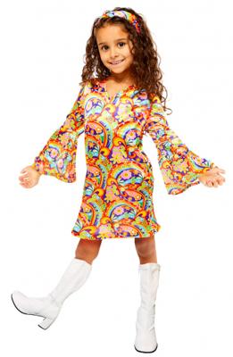 Kinderkostuum Regenboog Hippie - 6-8 jaar