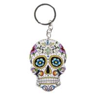 Lg-imports Sleutelhanger Doodshoofd 7 X 5 Cm Wit - thumbnail