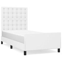 Bedframe met hoofdbord kunstleer wit 90x190 cm - thumbnail