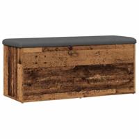 Opbergbankje 102x42x45 cm bewerkt hout oud houtkleurig - thumbnail