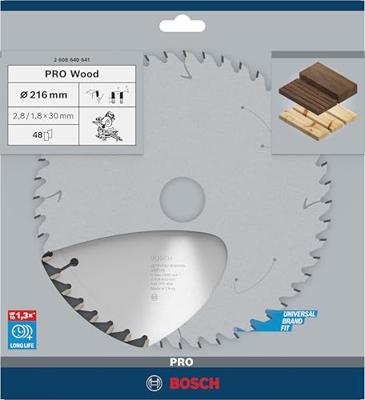 Bosch Professional Cirkelzaagblad voor Hout | PRO Wood | Ø 216mm Asgat 30mm 48T - 2608640641 - thumbnail