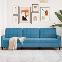 Driezitsbank 210 cm fluweel blauw - thumbnail