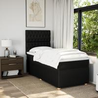 Boxspring met matras stof zwart 90x190 cm - thumbnail