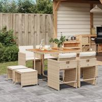 9-delige Tuinset met kussens poly rattan beige - thumbnail