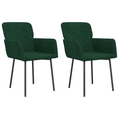 Eetkamerstoelen 2 st fluweel donkergroen Eetkamerstoelen 2 st fluweel donkergroen