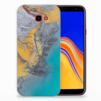 Samsung Galaxy J4 Plus (2018) | TPU | Siliconen hoesje | Marble Blue Gold Samsung Galaxy J4 Plus (2018) | TPU | Siliconen hoesje | Marble Blue Gold