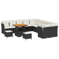 Tuinbankenset 13 pcs Zwart poly rattan - thumbnail