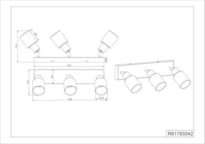 Trio 3-lichts plafondlampCadiz zwart - R81783042