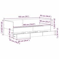Dagbedframe met lades Zwart eiken 90 x 190 cm Bewerkt hout - thumbnail