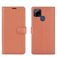 Voor OPPO Realme C15 Litchi Texture Horizontale Flip Beschermhoes met Holder & Card Slots & Wallet(Brown) - thumbnail