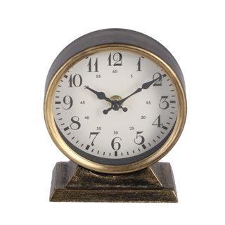 Overige Merken Metalen klok caroline 13x6.5x15 cm goud