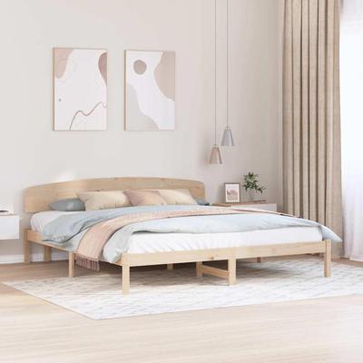 Bedframe met hoofdeinde Bruin 200 x 200 cm Massief grenenhout