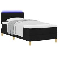Boxspring bed met matras met hoofdeinde Zwart 90 x 200 cm Stof - thumbnail