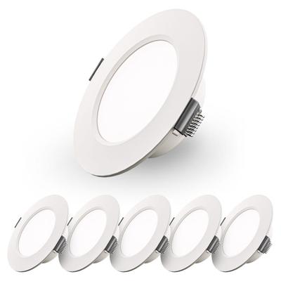 Set van 6 Georgia LED platte Inbouwspots wit - 3W 155lm - Rond - 6500K Daglicht Wit - Ø100 mm - IP20 voor binnen - Inbouwdiepte 25mm
