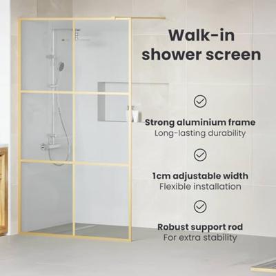 VidaXL Inloop douche wand goud 115 x 195 cm gehard glas